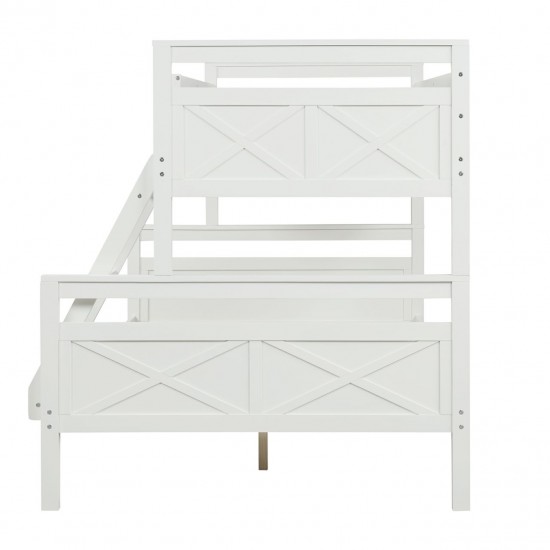 Versatile Twin over Full Bunk Bed with Safety Features - White Pine Loft and Bottom Bunk