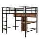 Full Size Metal & Wood Loft Bed with L-Shaped Desk - Black and Brown Elegance