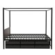 Timeless Elegance: Queen Size Black Metal Canopy Bed with Trundle and Storage