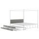 Elegant White Queen Canopy Bed with Trundle and Storage Drawers