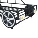 Whimsical Black Metal Twin Size Car-shaped Platform Bed with Headlights and Wheels