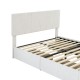 Full Size Upholstered Platform Bed with Adjustable Headboard and Four Storage Drawers - Beige