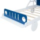 Wood Twin Size Car Bed with Headboard, Footboard, and Playful Car Design - White & Blue