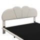 Luxurious Beige Queen Size Upholstered Platform Bed with LED Lighting
