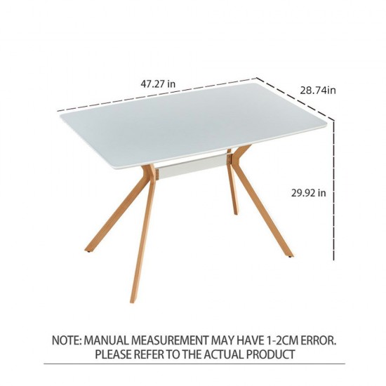 Contemporary Dining Table with Metal Legs and MDF Top (White)