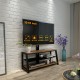 Modern Black Wooden TV Stand with Swivel Mount and Tempered Glass Shelves