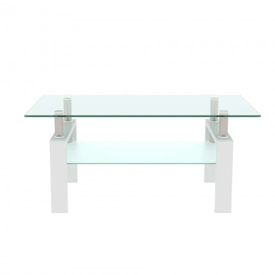 White Coffee Table, Clear Coffee Table, Modern Side Center Tables for Living Room, Living Room Furniture