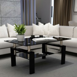 Elegant Black Glass Coffee Table - Modern Living Room Furniture