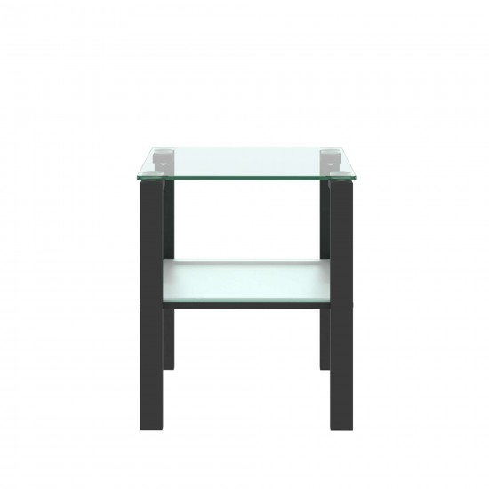 Glass corner table, bedroom corner table, living room black side table