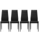 Elegant Dining Chair Set for Four - Black PU Leather Chairs