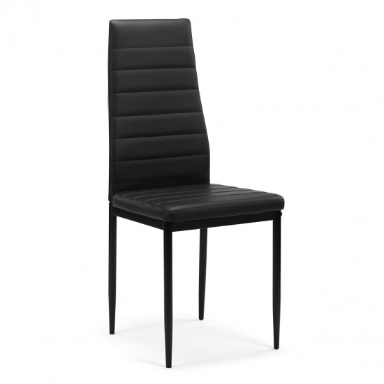 Elegant Dining Chair Set for Four - Black PU Leather Chairs