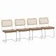 Set of 4, Leather Dining Chair with High-Density Sponge, Rattan Chair for Dining room, Living room, Bedroom, Brown