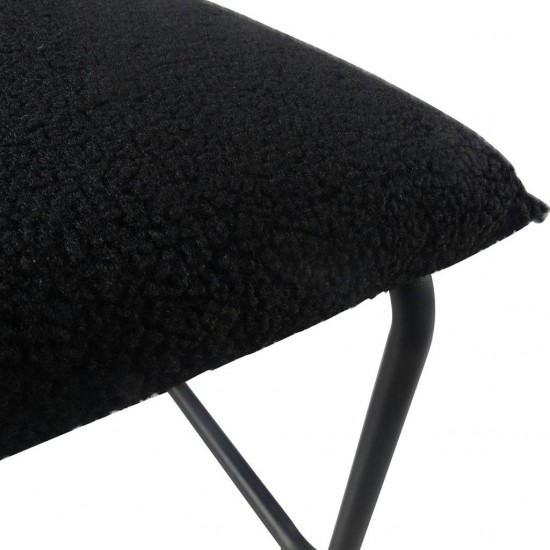 Set of 2, Teddy Velvet Dining Chair with High-Density Sponge, Rattan Chair for Dining room, Living room, Bedroom, Black