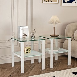 Elegant Set of 2 Glass Two-Layer Tea Tables for Versatile Home Use